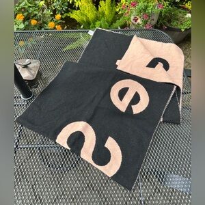Acne Studios Black and Blush Logo Knit Scarf